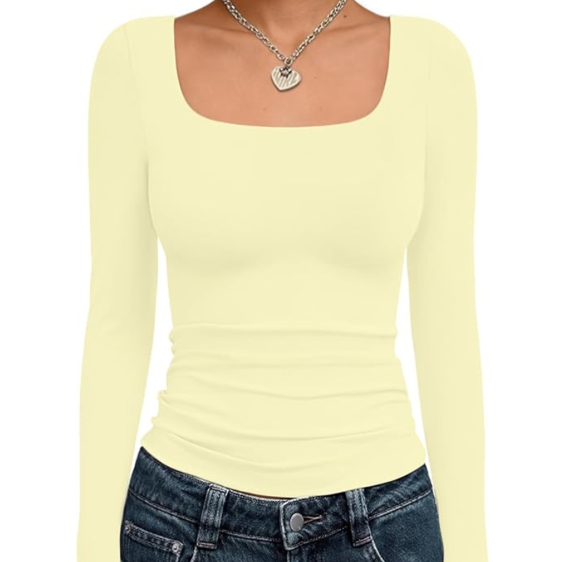 Womens Long Sleeve Shirts Crop Tops Fall Fashion