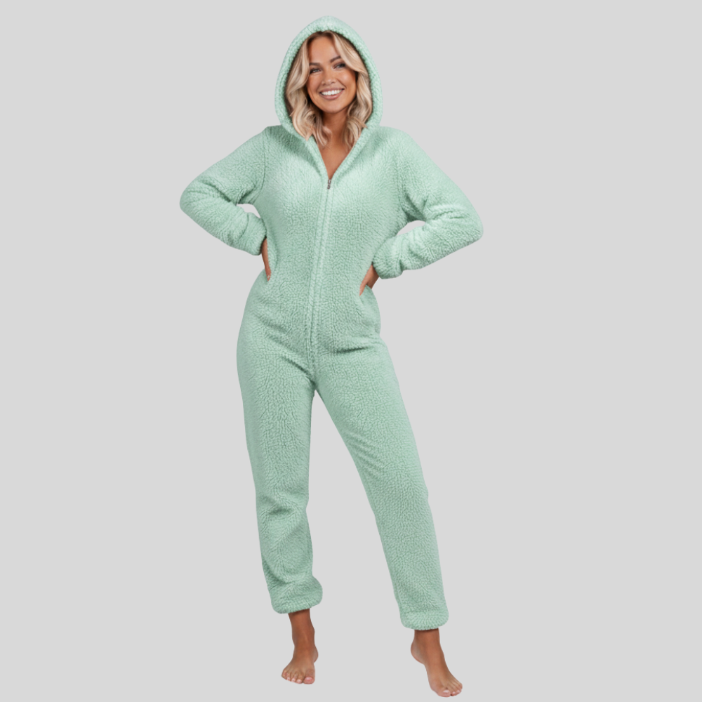 Plush Hooded Long Sleeve Jumpsuit