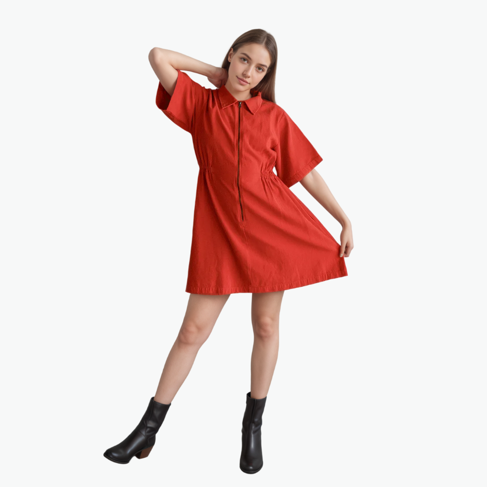 Utility Cinched Zip Dress