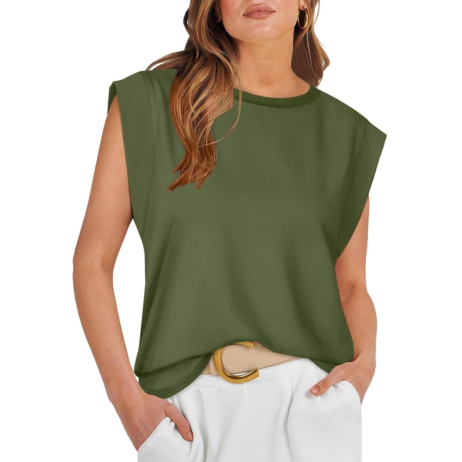 Loose Fit Cap Sleeve Tee Shirts For Women