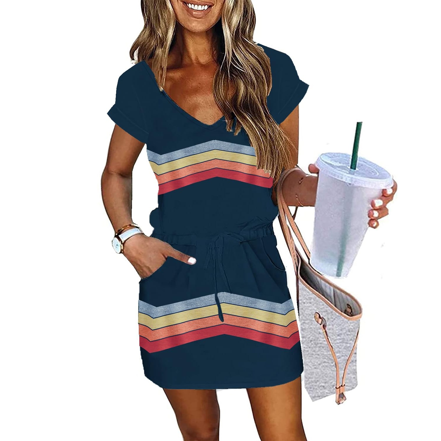 Casual Lantern Sleeve Mini Dress For Women