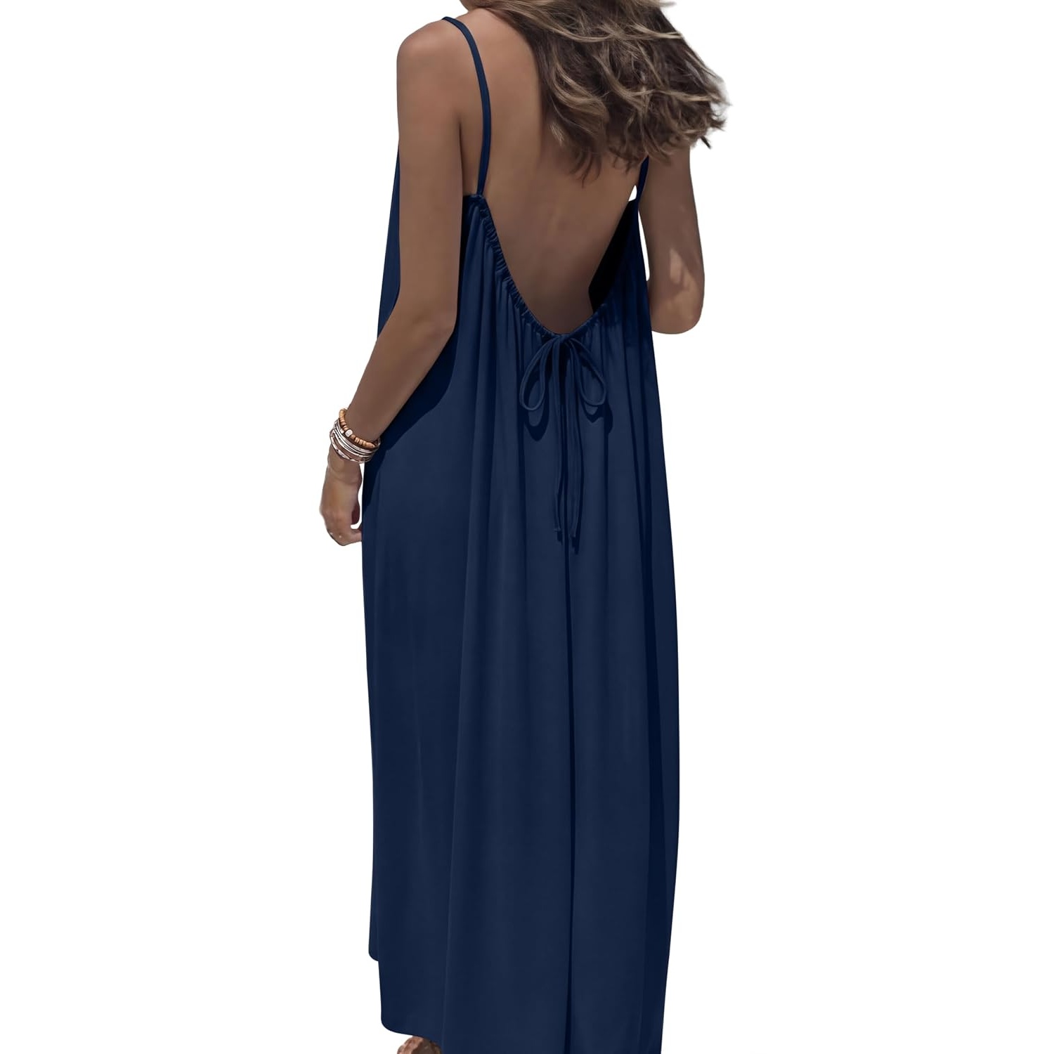 Summer Backless Spaghetti Strap Maxi Sundress For Women