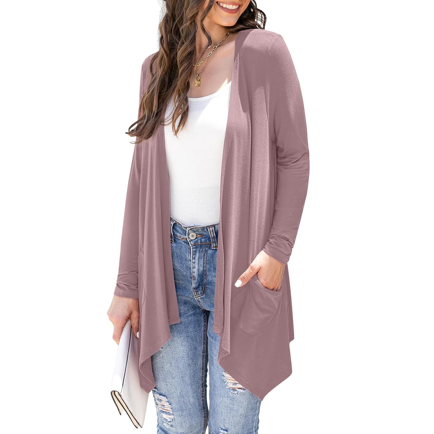 Soft Long Sleeve Draped Duster Cardigan For Women
