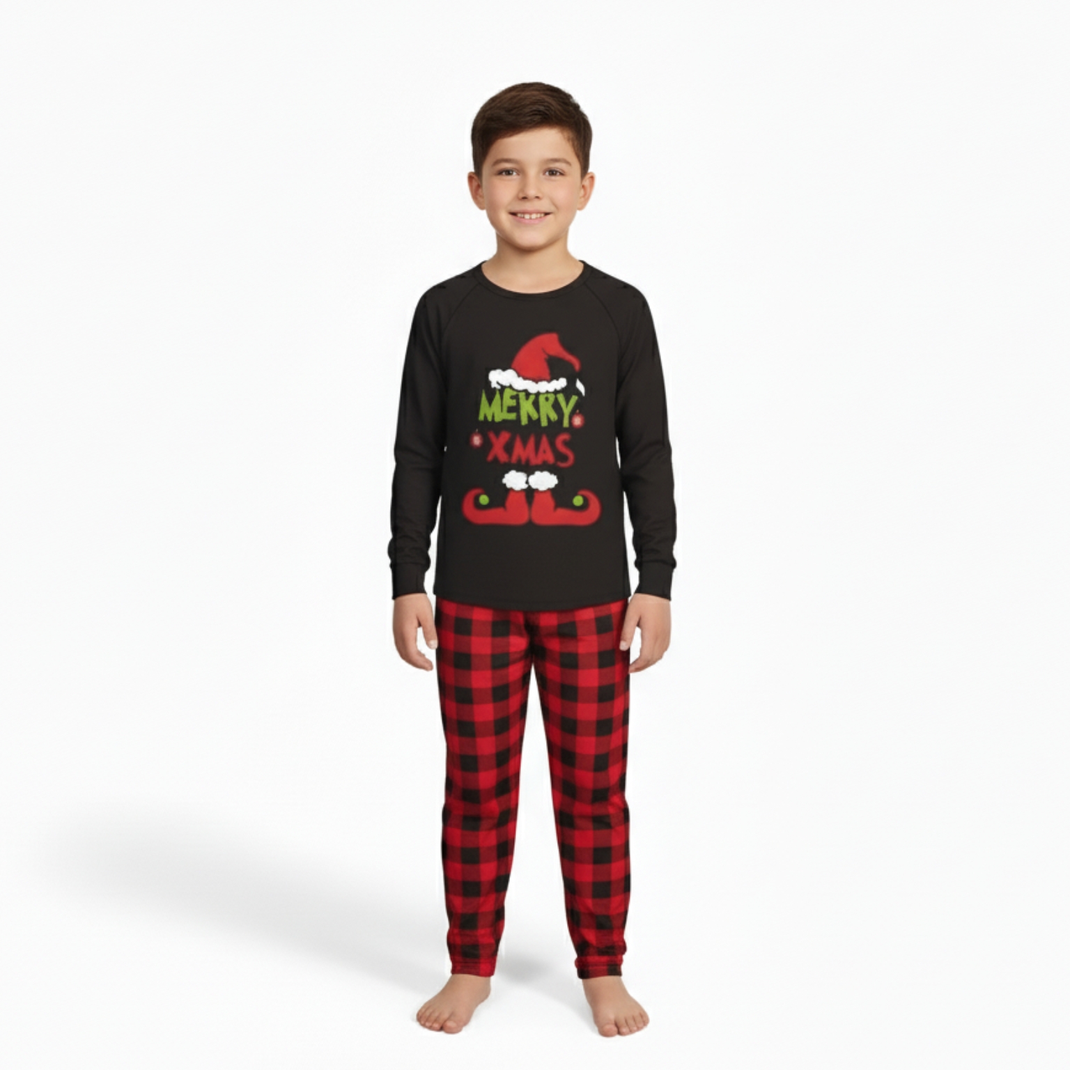 Santa Hat Merry Xmas Printed Family Matching Christmas Pajama SetSanta Hat Merry Xmas Printed Family Matching Christmas Pajama Set - Image 4