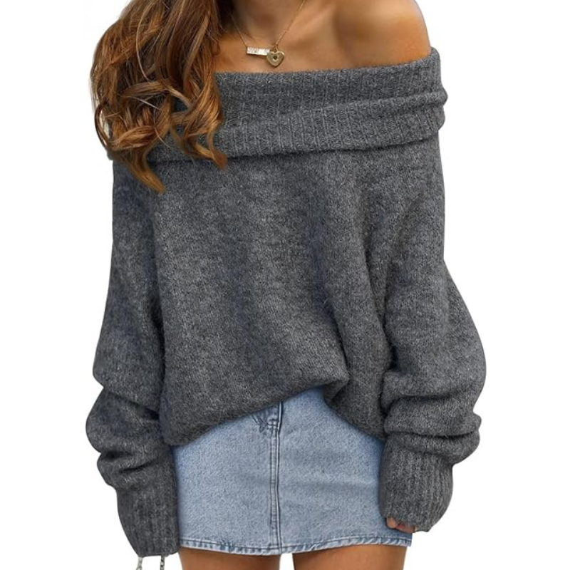 Womens Off The Shoulder Sweater Oversized Batwing Sleeve Loose Pullover Sweaters Tops