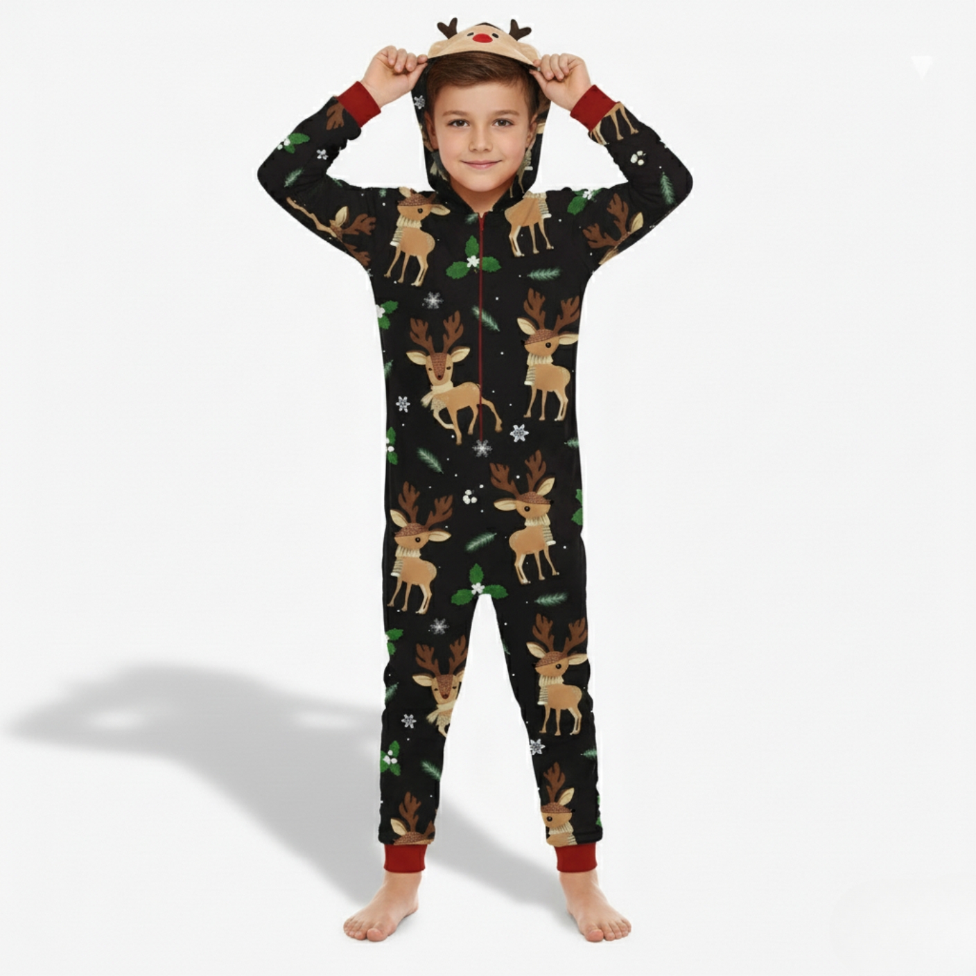Festive Reindeer And Snowflake Matching Family Christmas Pajama Set