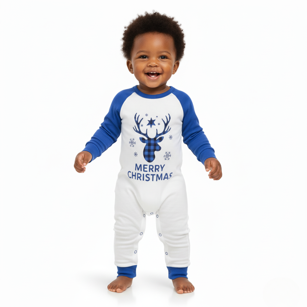 Plaid Christmas Family Matching Pajamas SetChristmas Reindeer and Snowflake Holiday Pajama Set With Plaid Pants - Image 5