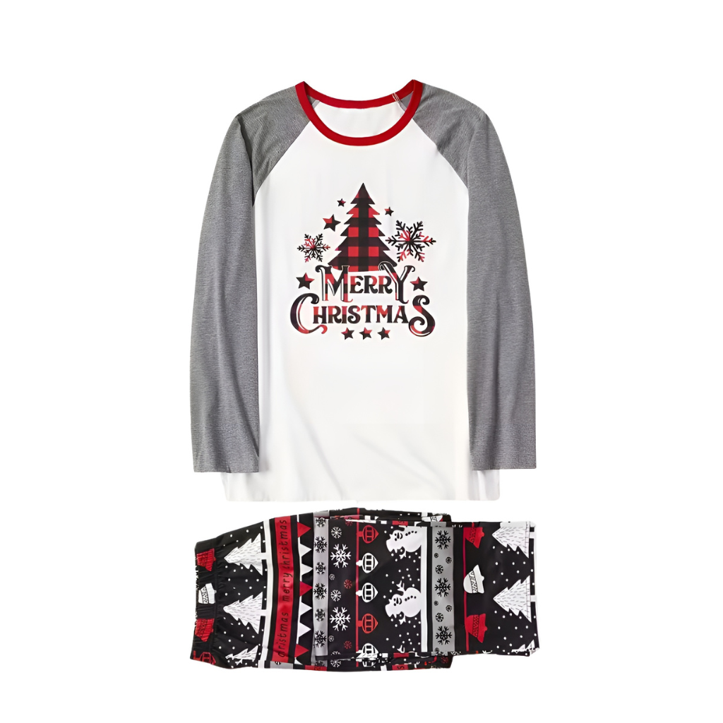 Christmas Family Tree and Snowflake Graphic and Letters Print Family Matching Pajama Sets