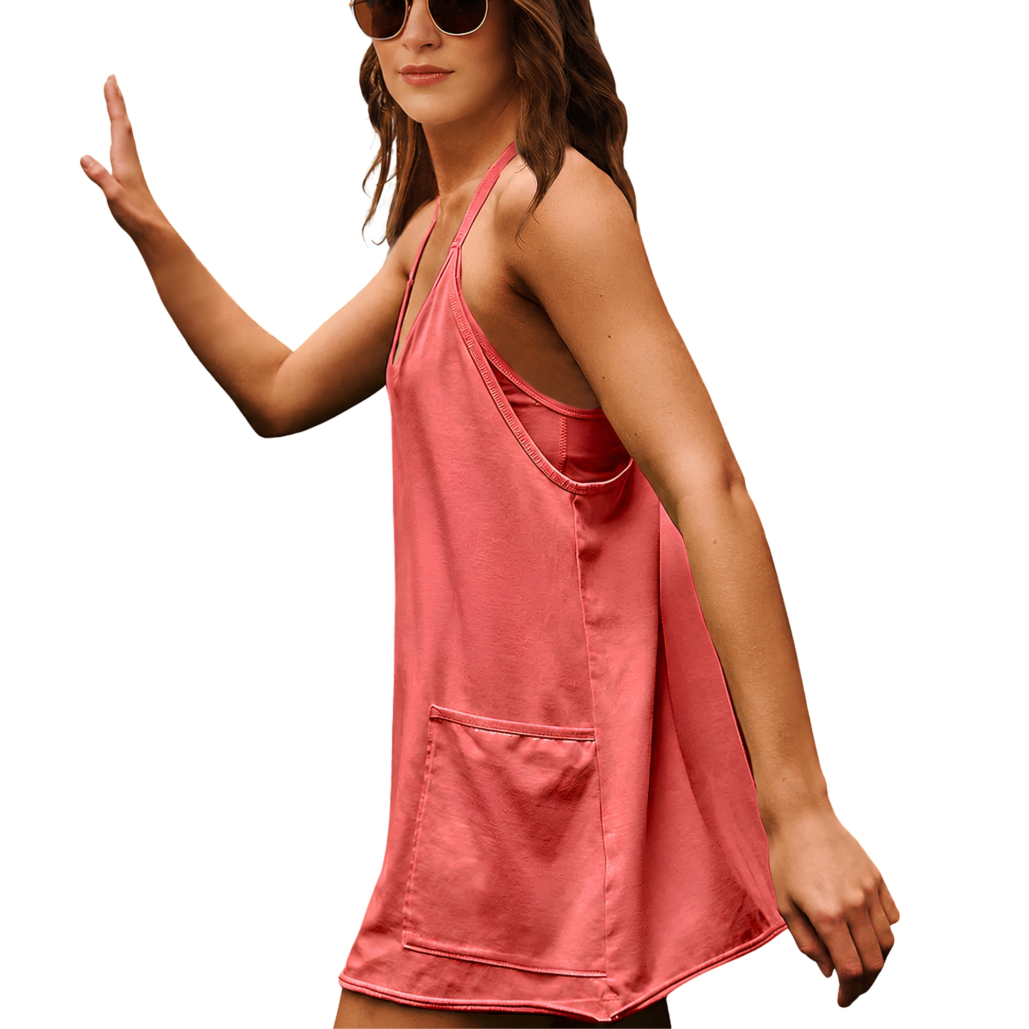 Sleeveless Mini Dress With Built In Shorts