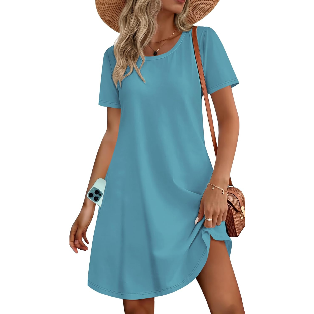 Casual Flowy Floral Dress With Short Sleeves For Women