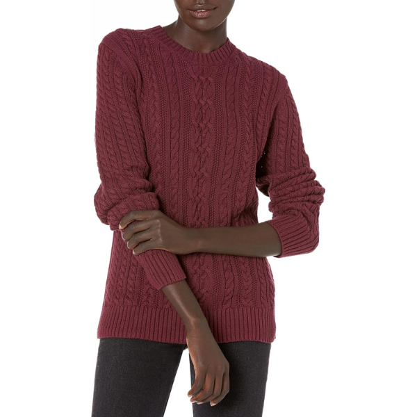 womens Fisherman Cable Crewneck Sweater