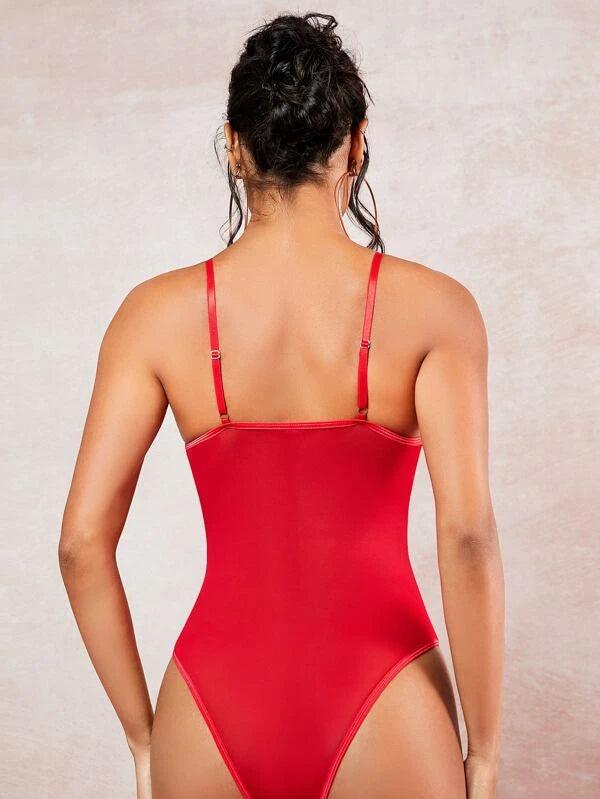 Contrast Lace Bodysuit-Comfy Jumpsuits