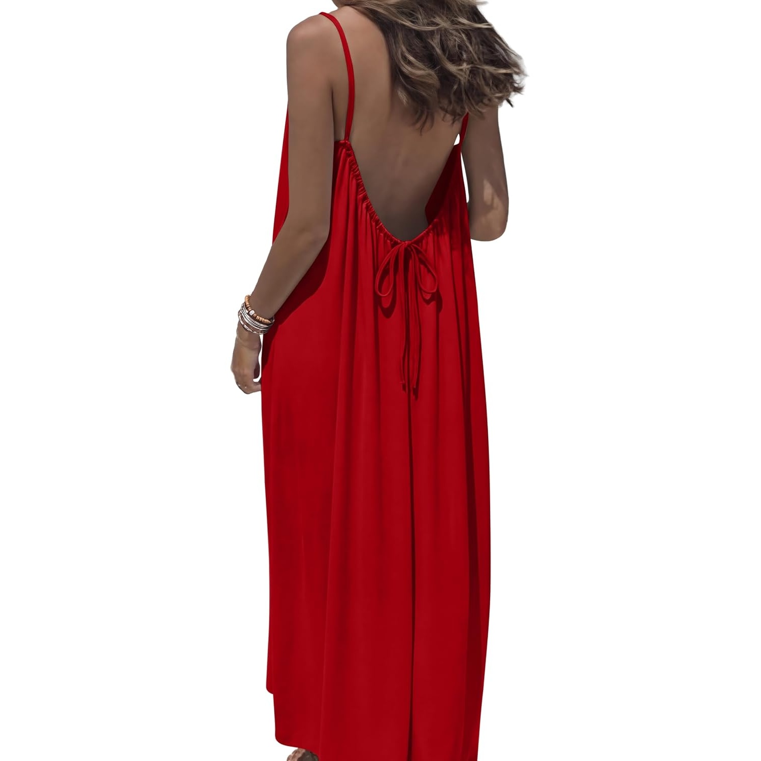 Summer Backless Spaghetti Strap Maxi Sundress For Women
