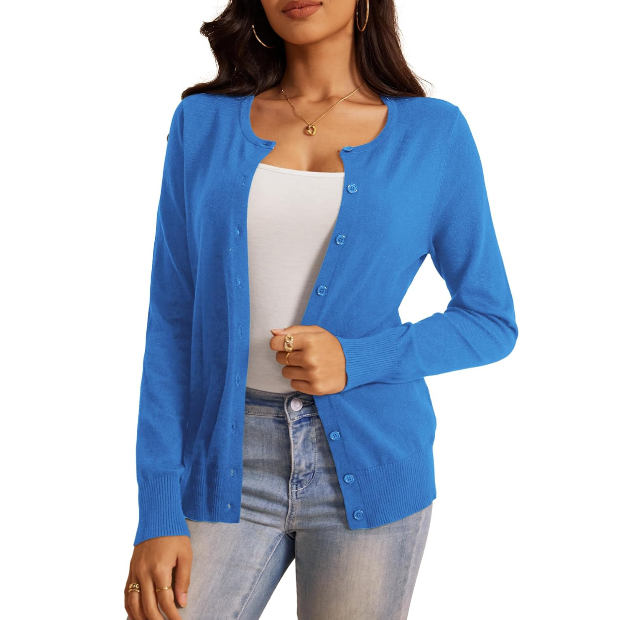 Soft Long Sleeve Soft Knit Cardigan Sweater For Women