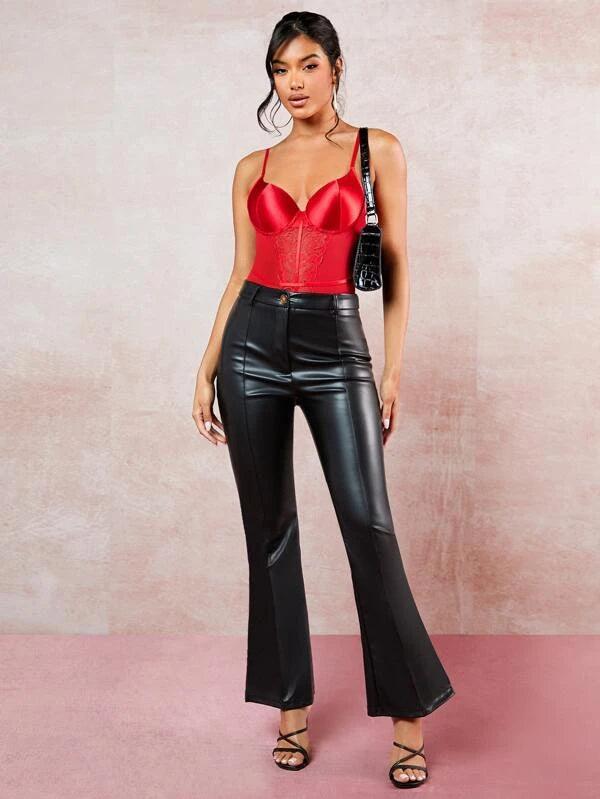 Contrast Lace Bodysuit-Comfy Jumpsuits