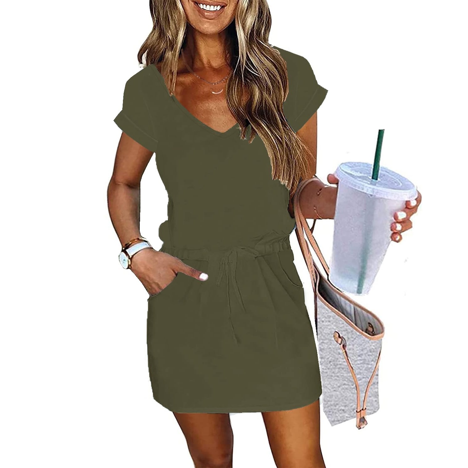 Casual Lantern Sleeve Mini Dress For Women