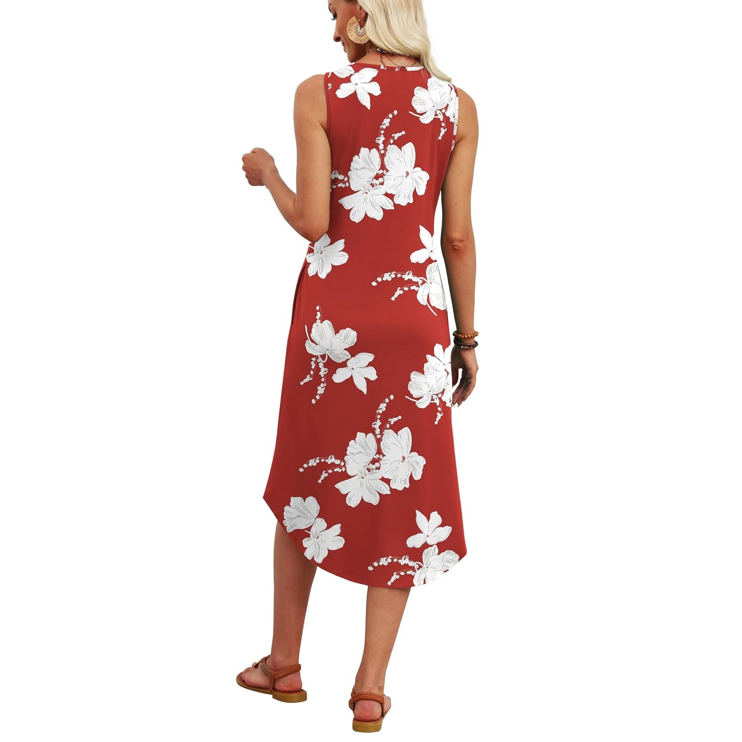 Casual Sleeveless Summer Midi Sundress For Women