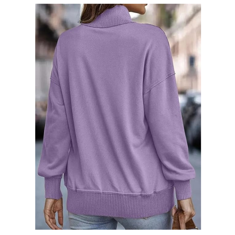 Women Lightweight Long Sleeve Button Loose Pullover Sweatshirt