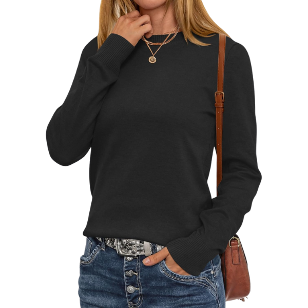 Women Long Sleeve Lightweight Crewneck Soft Basic Knit Loose Fit Pullover Top 2025 Fall Trendy Outfits