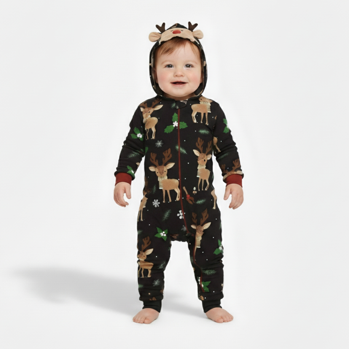 Festive Reindeer And Snowflake Matching Family Christmas Pajama Set