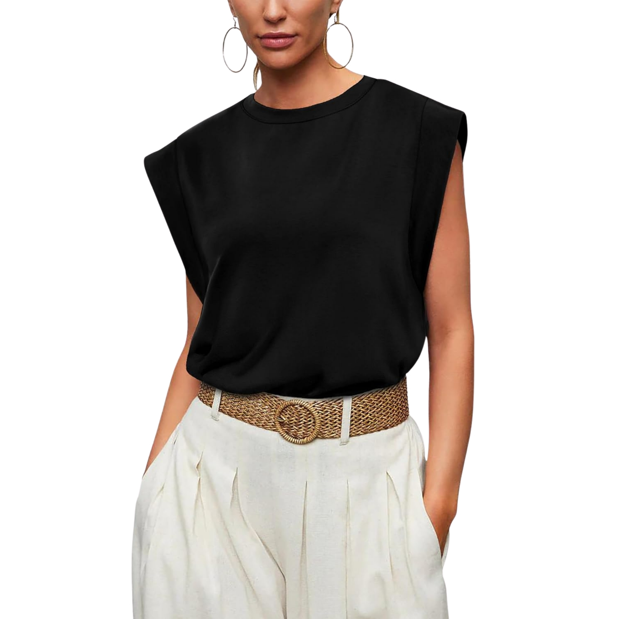 Loose Fit Cap Sleeve Tee Shirts For Women
