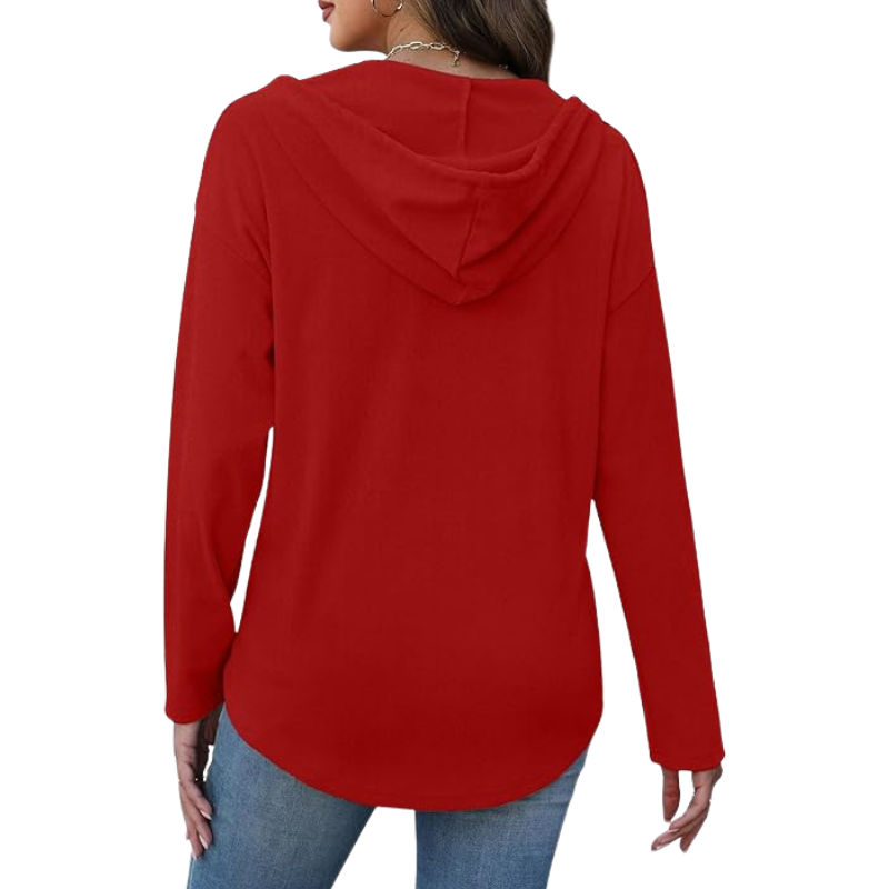 Womens Tops V Neck Button Sweatshirt For Women Pullover Long Sleeve