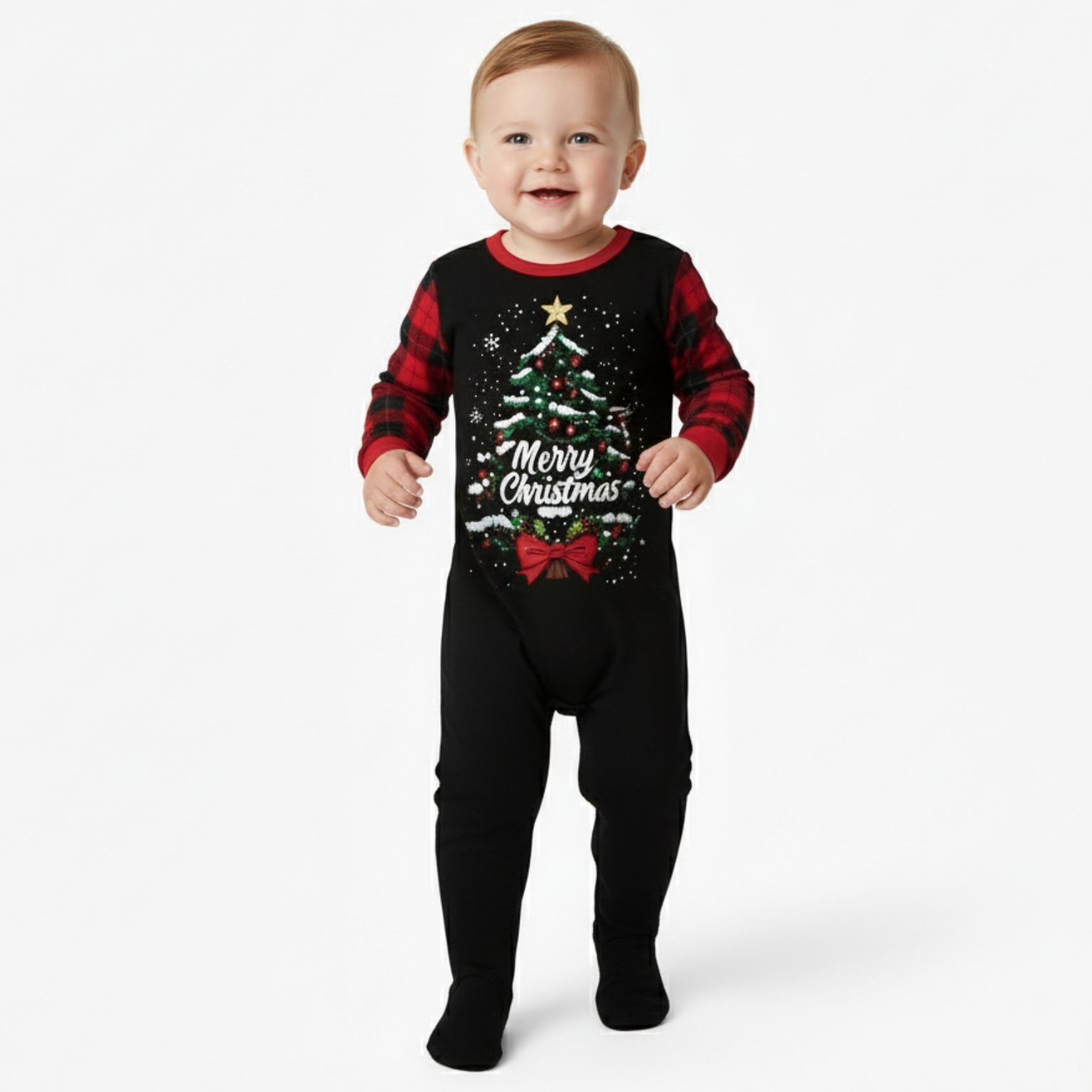 Family Christmas Pajama SetsMerry Christmas Tree Bow Print Pajama Set - Image 5