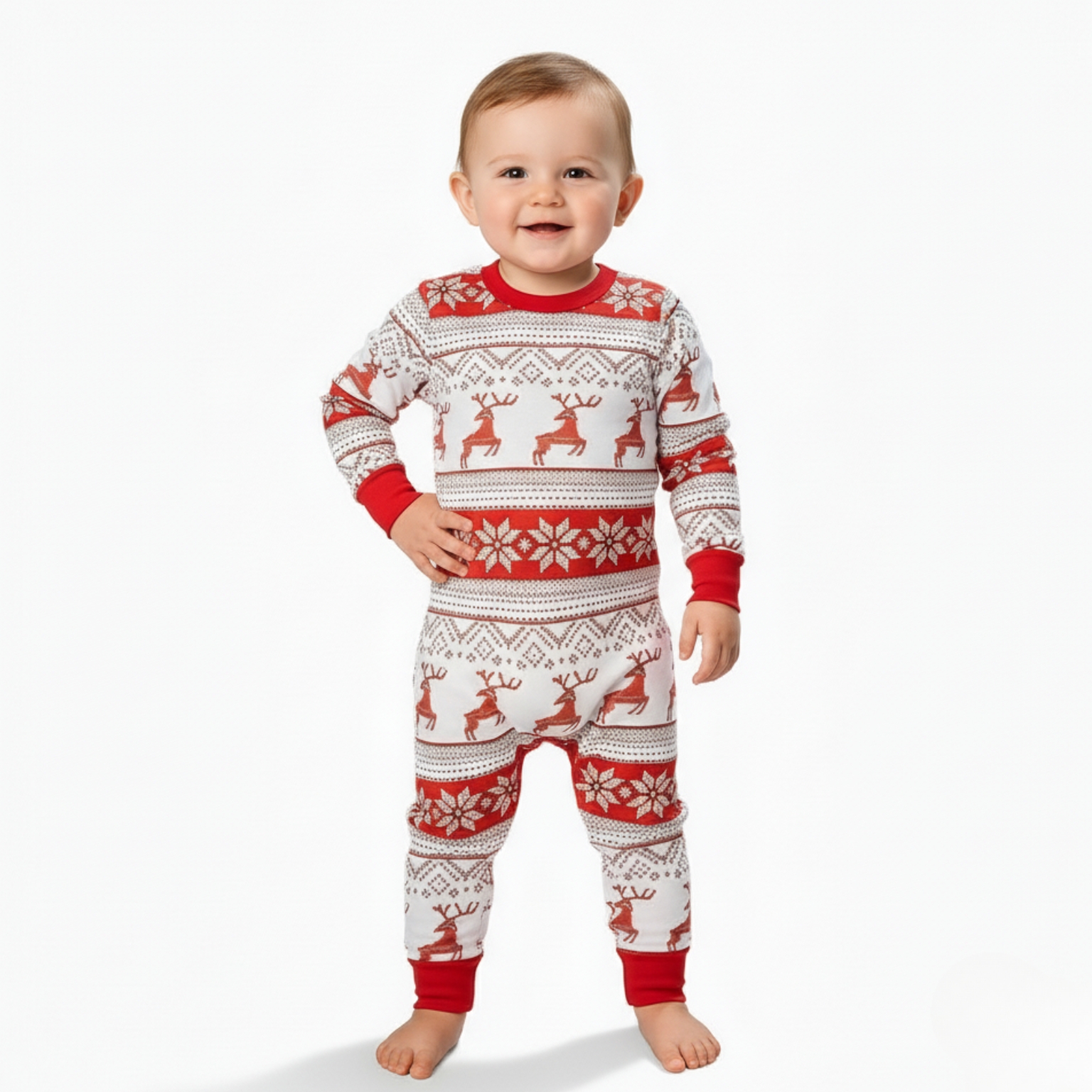Snowflake And Reindeer Printed Family Matching Christmas Pajama SetSnowflake And Reindeer Printed Family Matching Christmas Pajama Set - Image 5