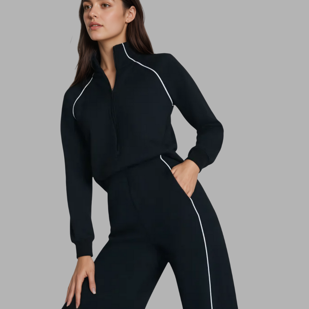 Pique Half Zip Jumpsuit