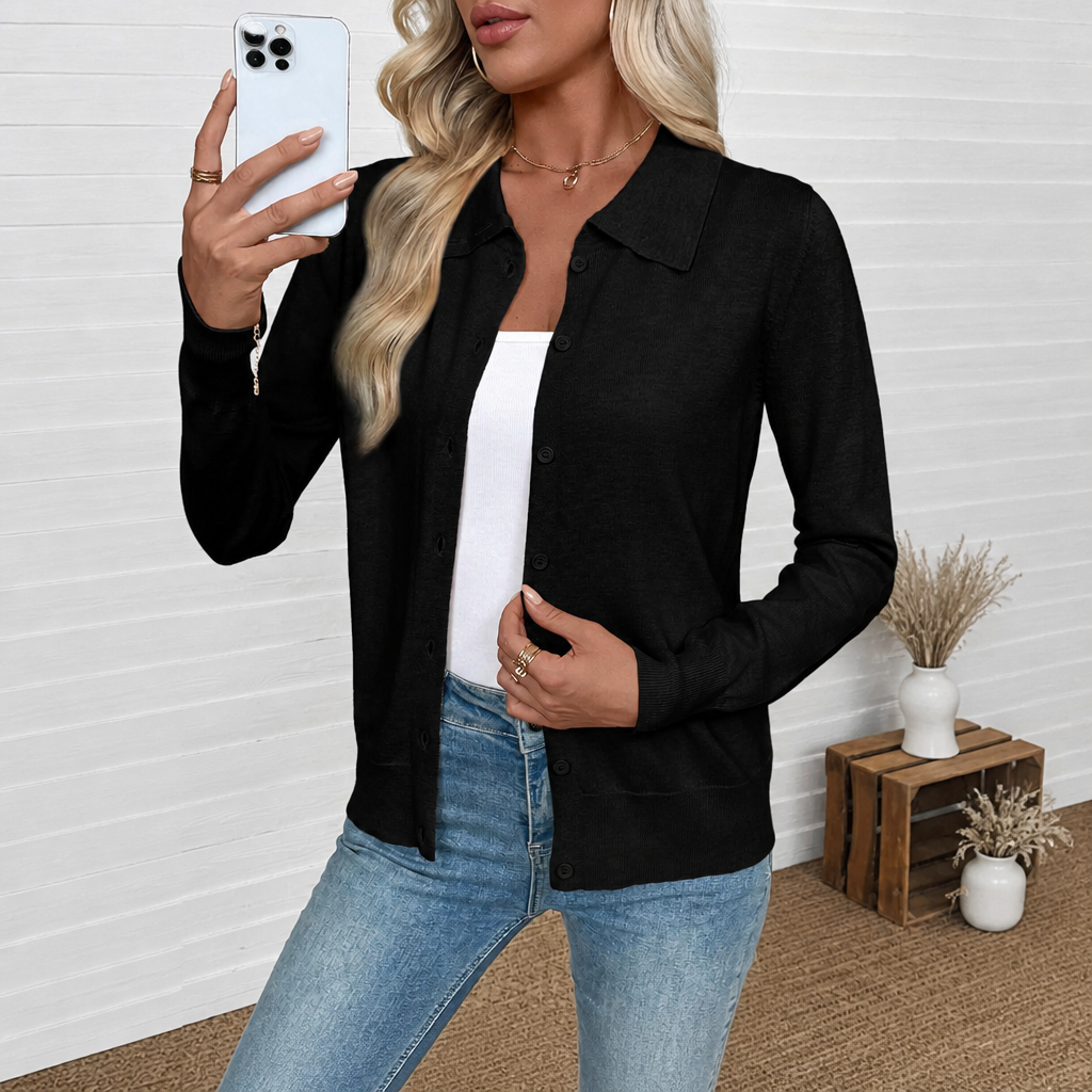 Casual Wool Blend Lightweight Front Cardigan With Button For Women