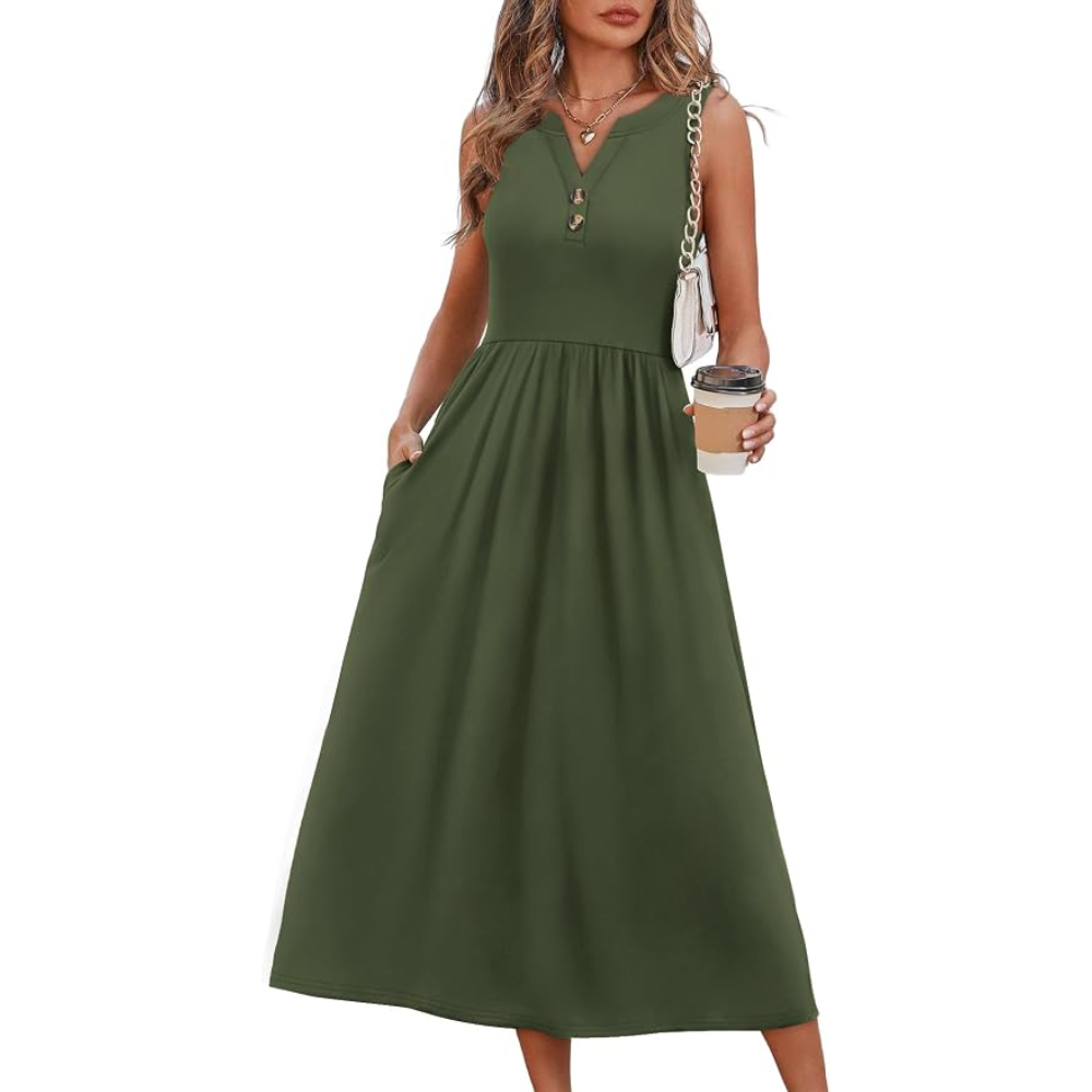 Summer Maxi Beach Vacation Sundress With Pockets For Women