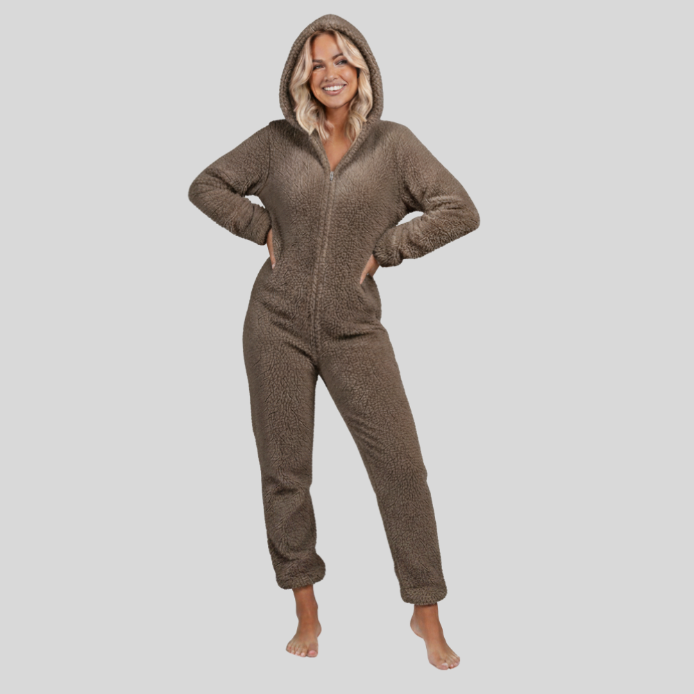 Plush Hooded Long Sleeve Jumpsuit