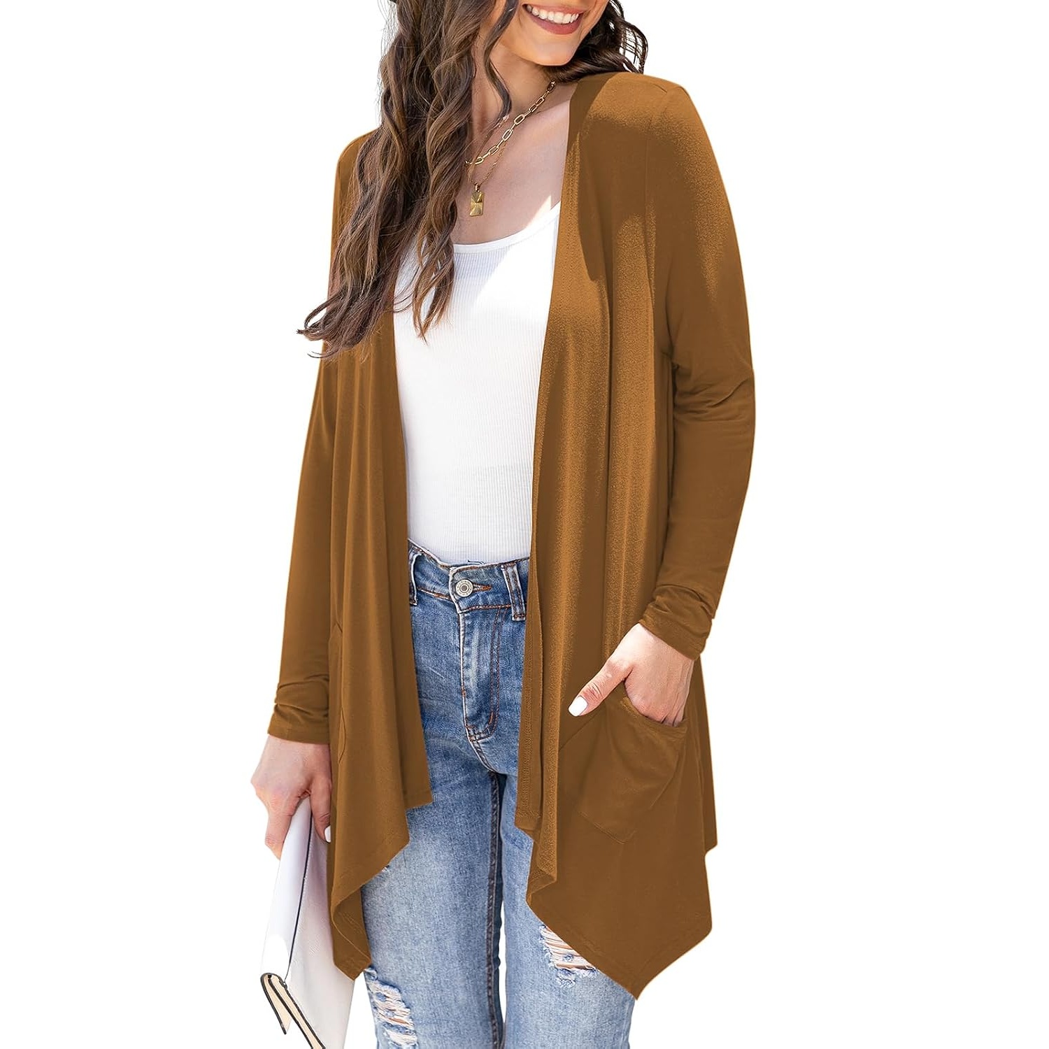 Soft Long Sleeve Draped Duster Cardigan For Women