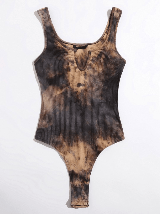 Neck Rib-Knit Tank Bodysuit-Comfy Jumpsuits