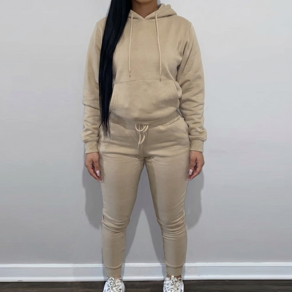 Hooded Long Sleeve Pullover And Sweatpants Set For Women