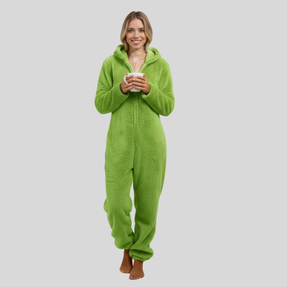 Plush Hooded Long Sleeve Jumpsuit