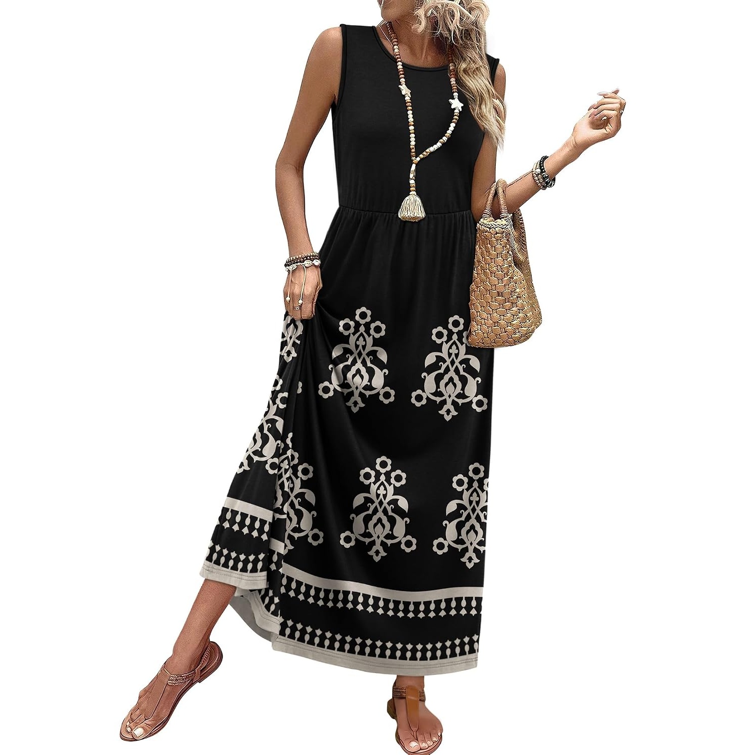 Casual Sleeveless Summer Flowy Maxi Dress For Women