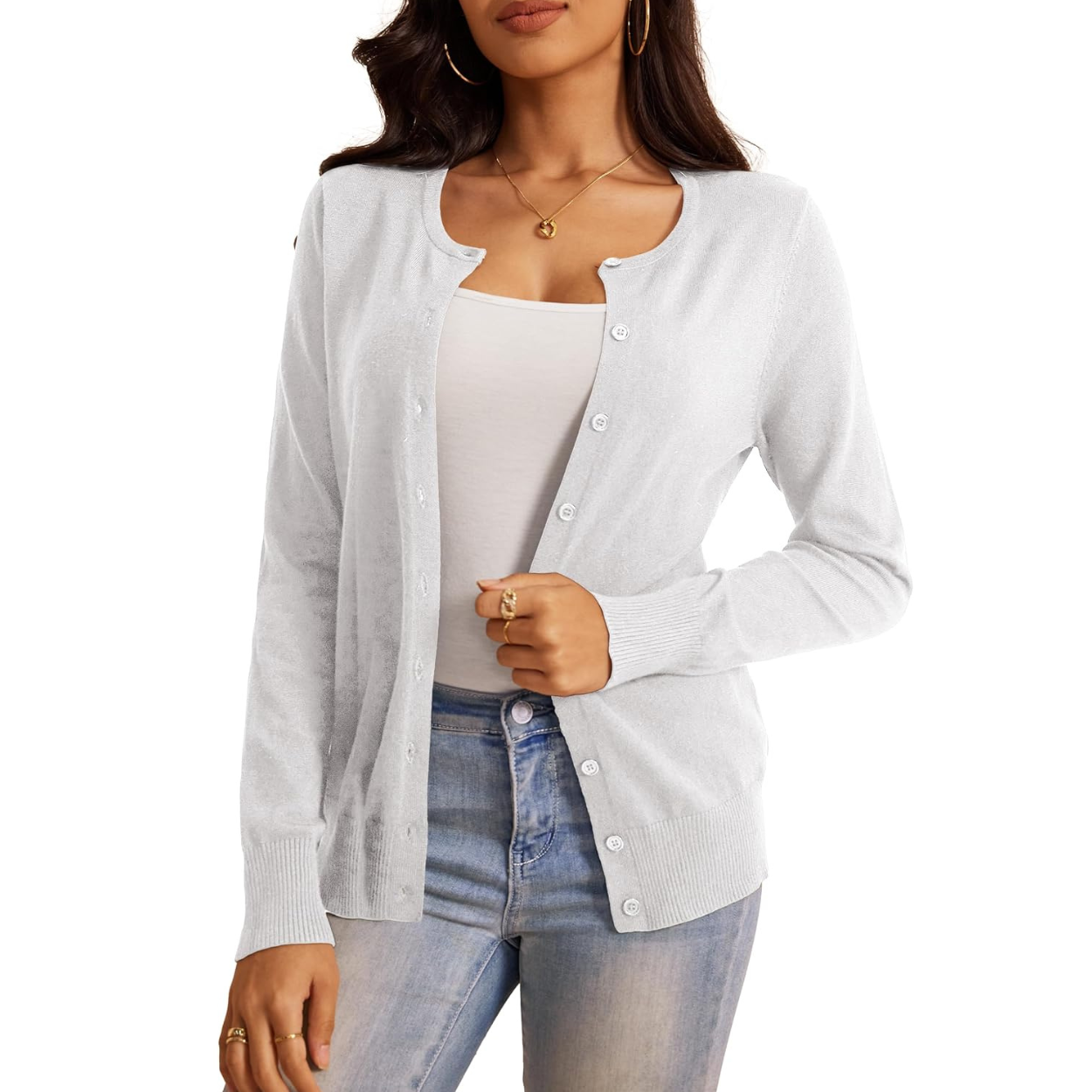 Soft Long Sleeve Soft Knit Cardigan Sweater For Women
