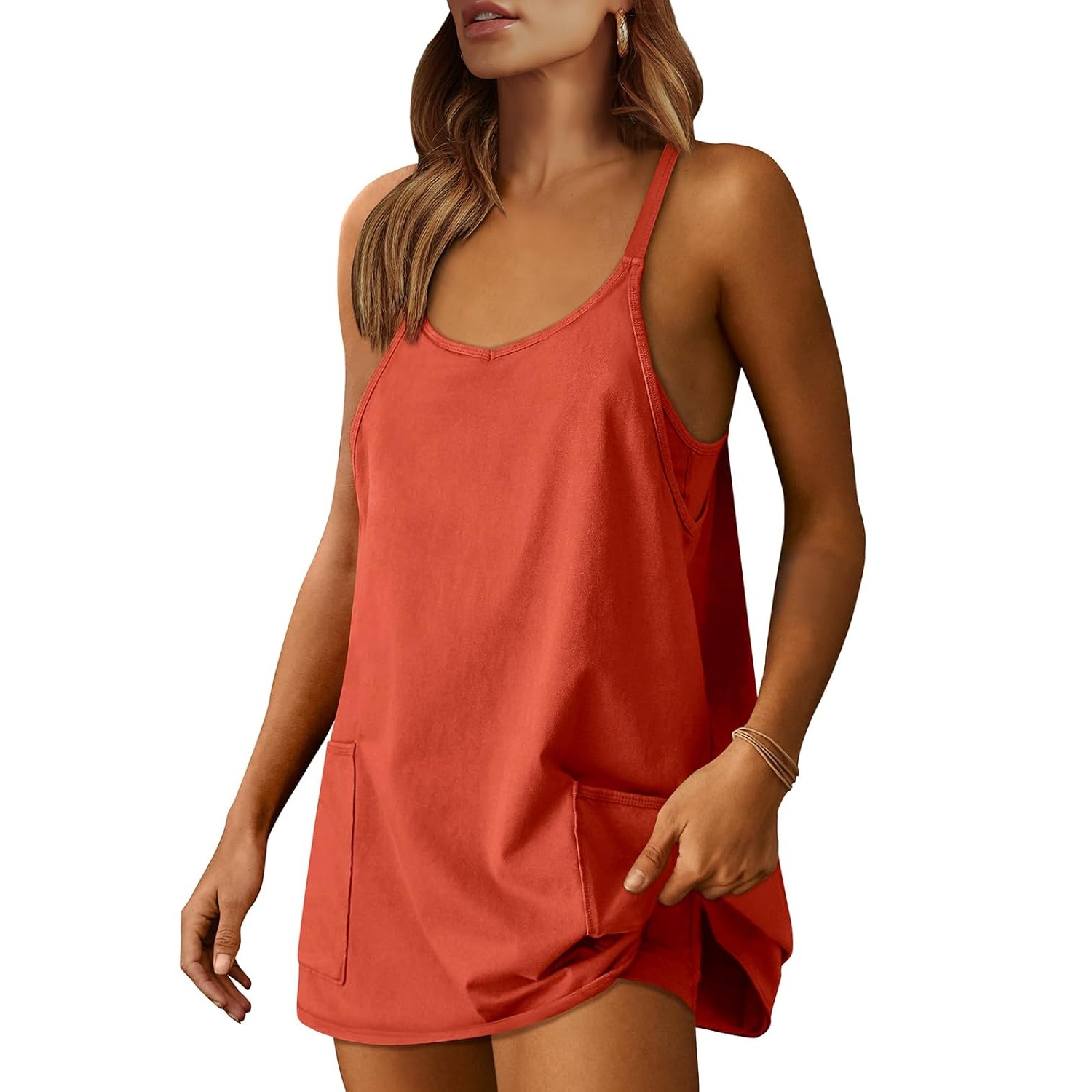 Athletic Tennis Sports Built in Shorts Mini Romper Dress For Women