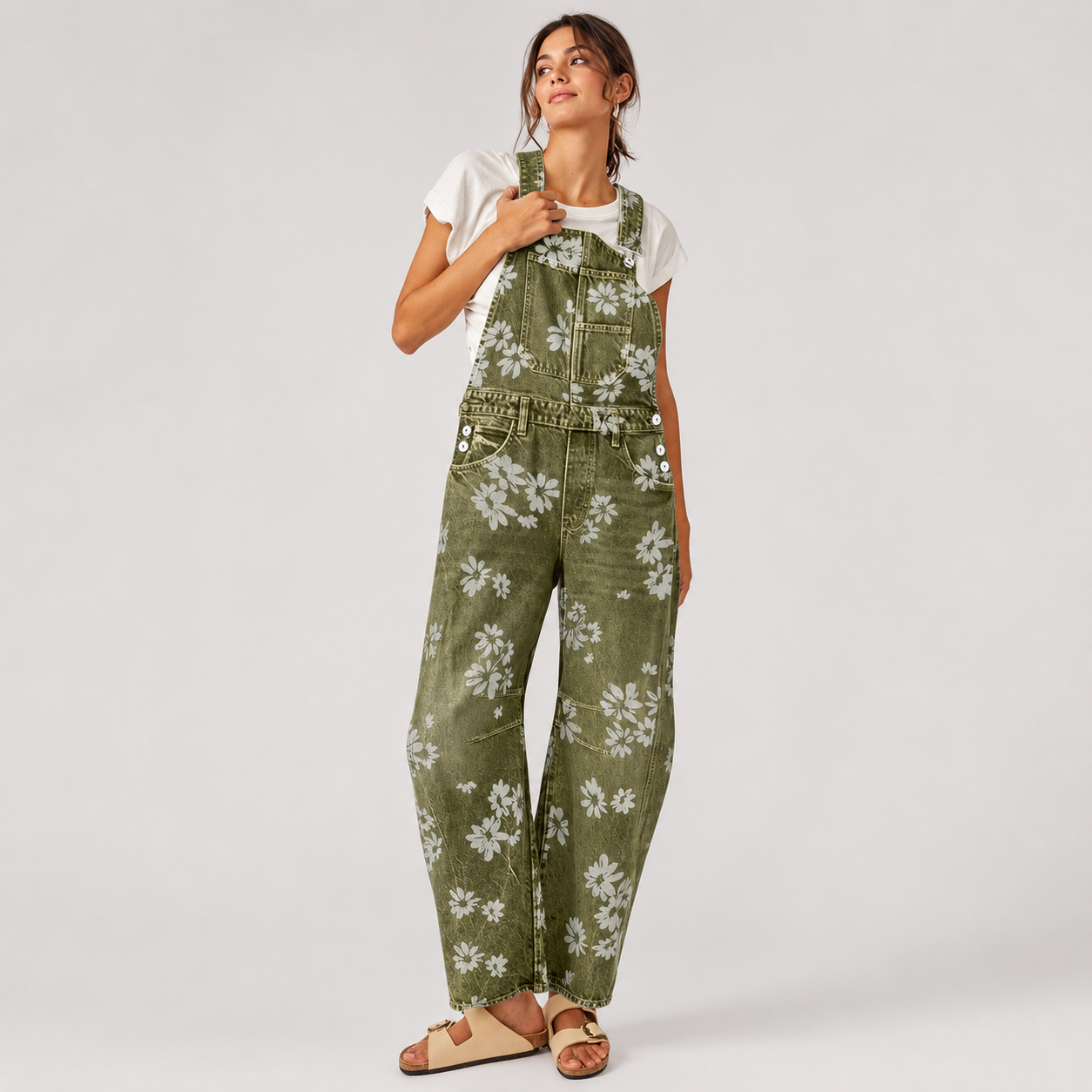 Wide Loose Straight Denim Overalls Jumpsuit For Women