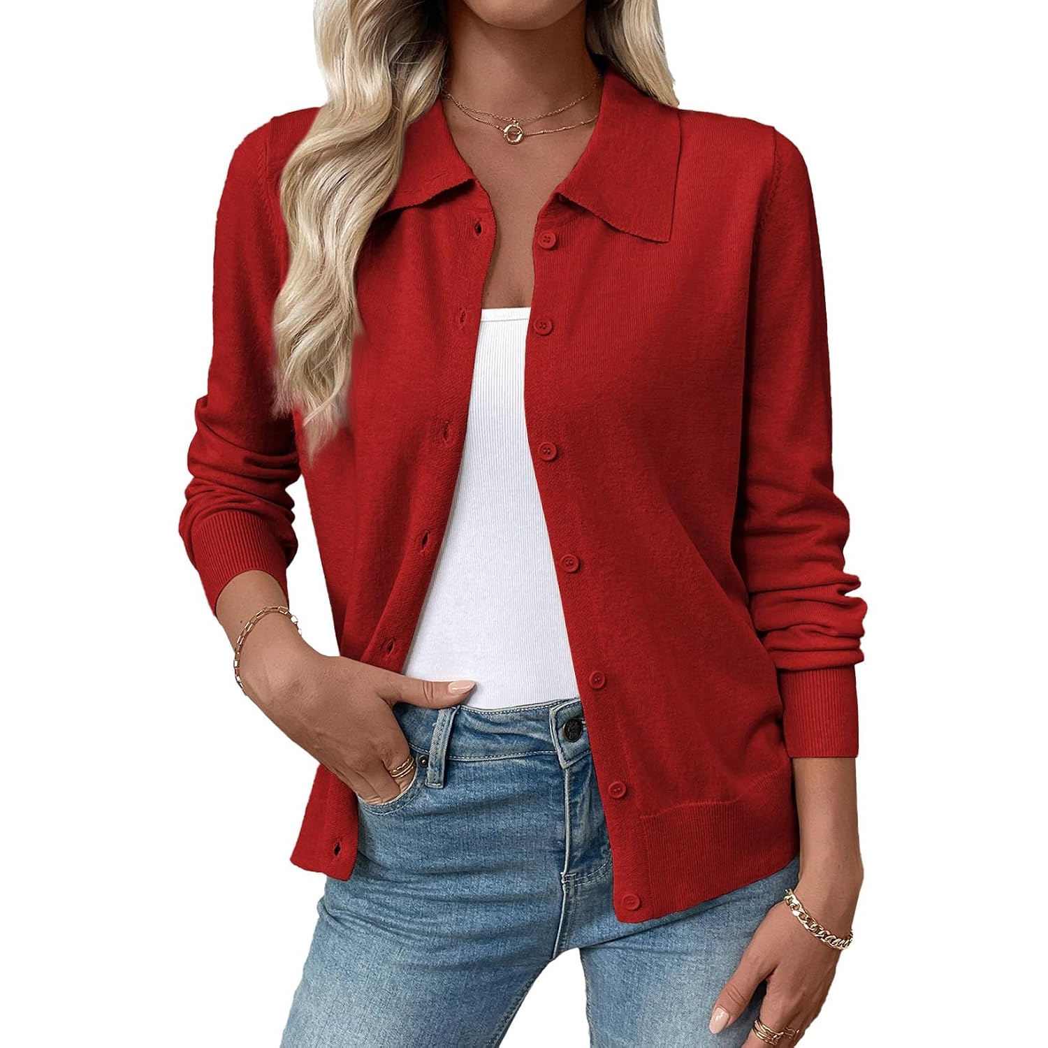 Casual Wool Blend Lightweight Front Cardigan With Button For Women