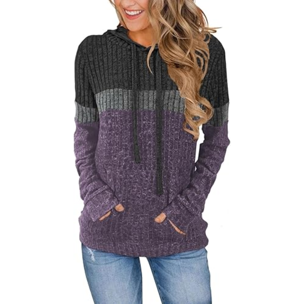 Women’s Color Block Knit Hoodie