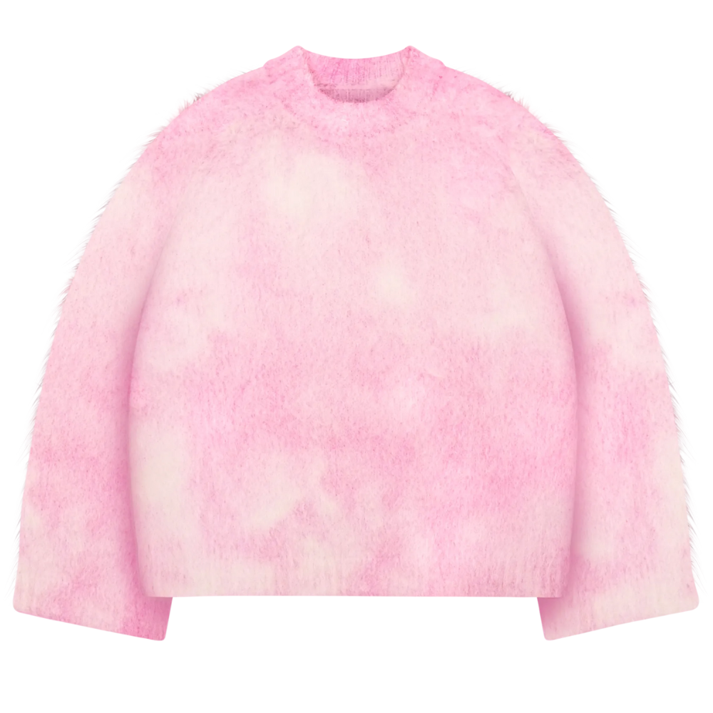 Soft Mohair Knit Sweater With Reversible Textures