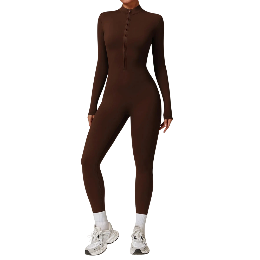 Solid Zip Up Sporty Skiing Jumpsuit