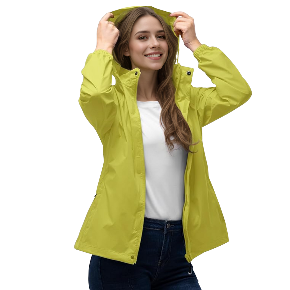 Women Waterproof Packable Rain Jacket with Hood for Travel
