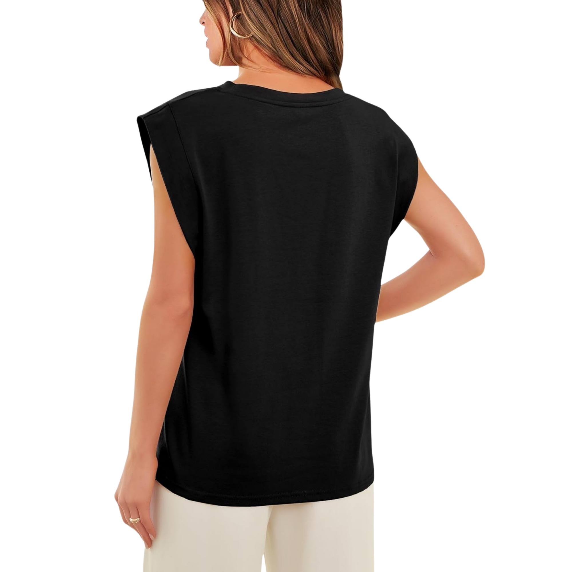 Loose Fit Cap Sleeve Tee Shirts For Women