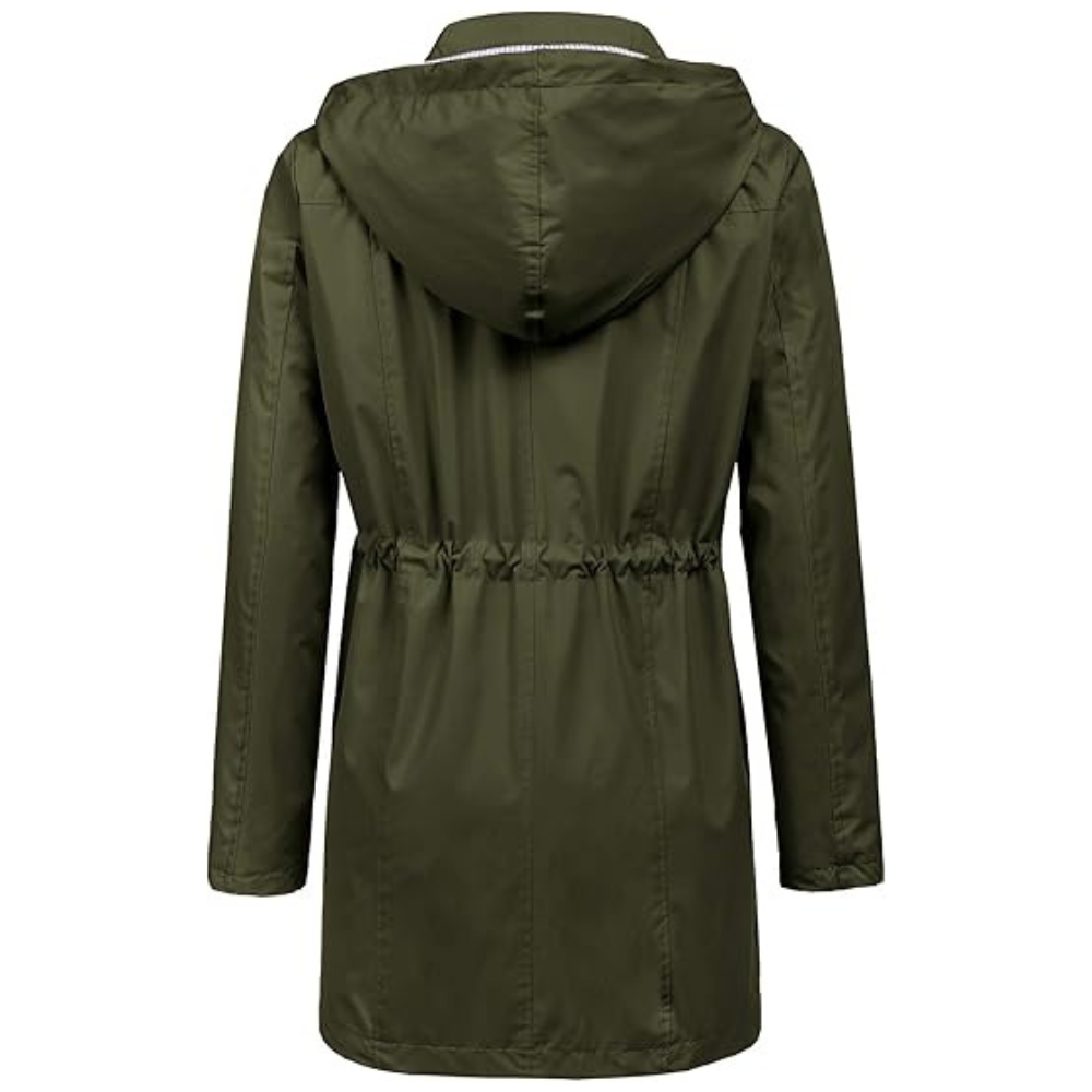 Waterproof Long Hooded Trench Coat Lined Windbreaker Travel Jacket