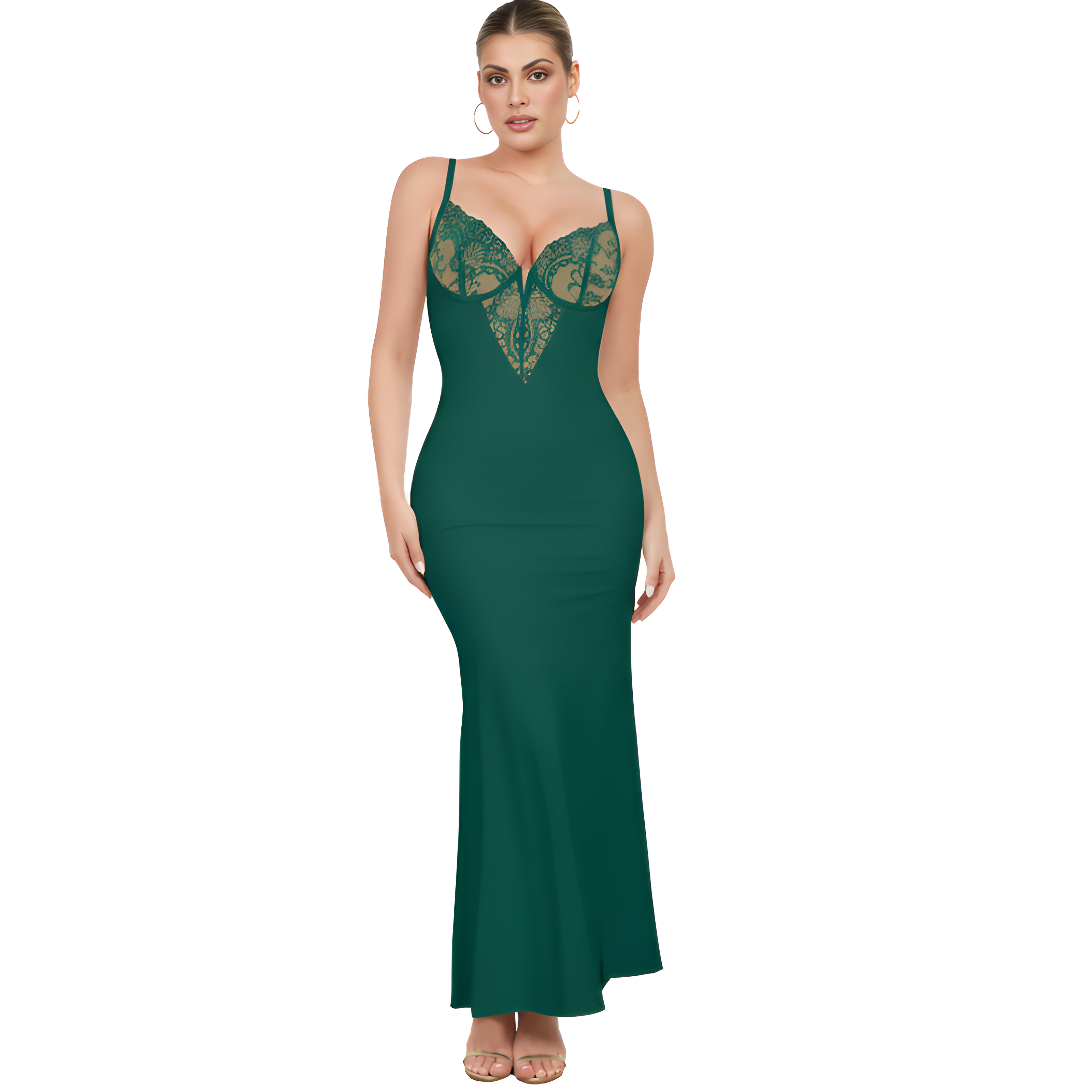 Lace Shapewear Slip Split Maxi Dress For Women