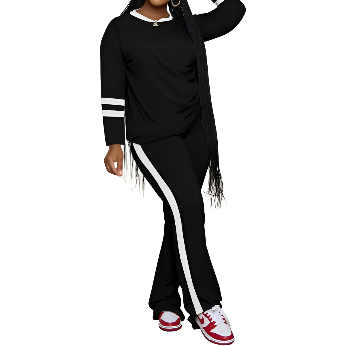 Two Piece Lounge Sets For Women With Long Sleeve Casual Top And Flare Pants