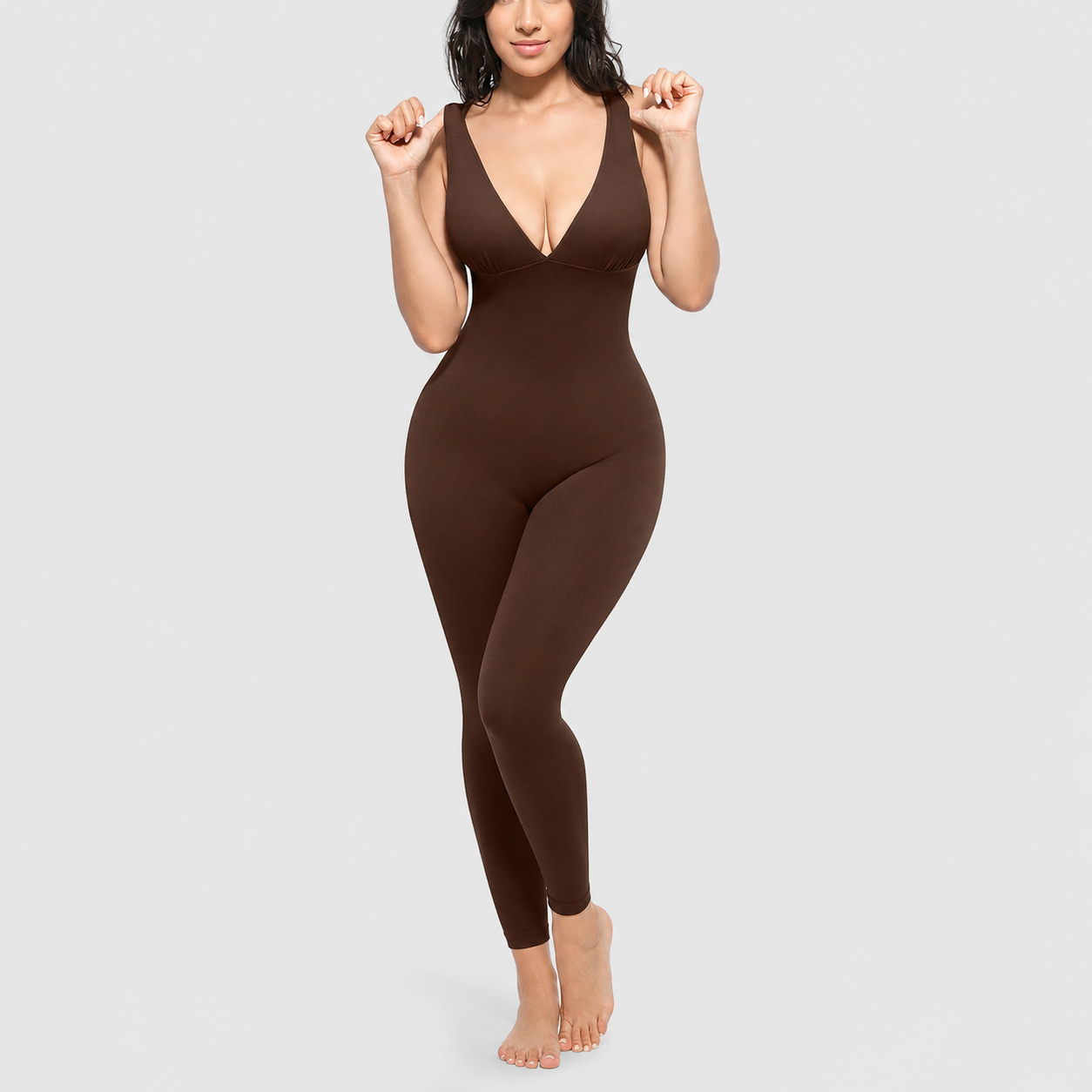 Deep V High Rise Shapewear Jumpsuit For Everyday Women